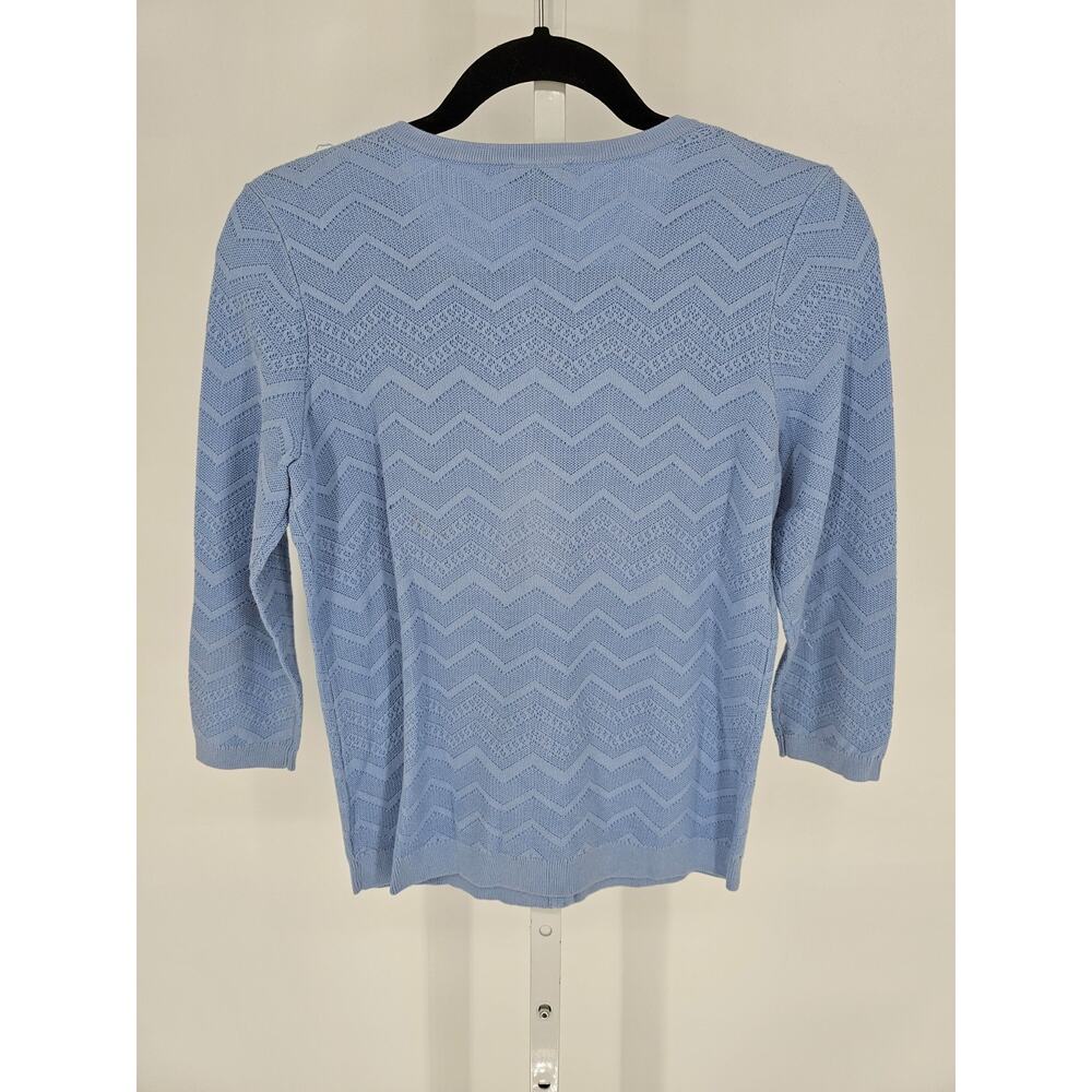 Talbots Womens Sz SP Petite Button Up Cardigan Sweater Light Purple Chevron Knit - Picture 4 of 4